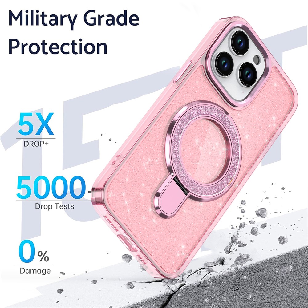 iPhone 16 Pro Max - Kickstand Glitter Pink - 2
