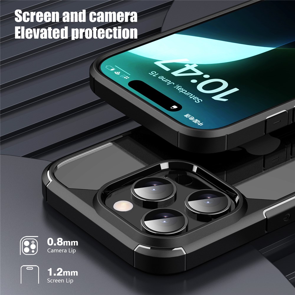 iPhone 16 Pro - IPAKY Shockproof Clear Back Black - 4
