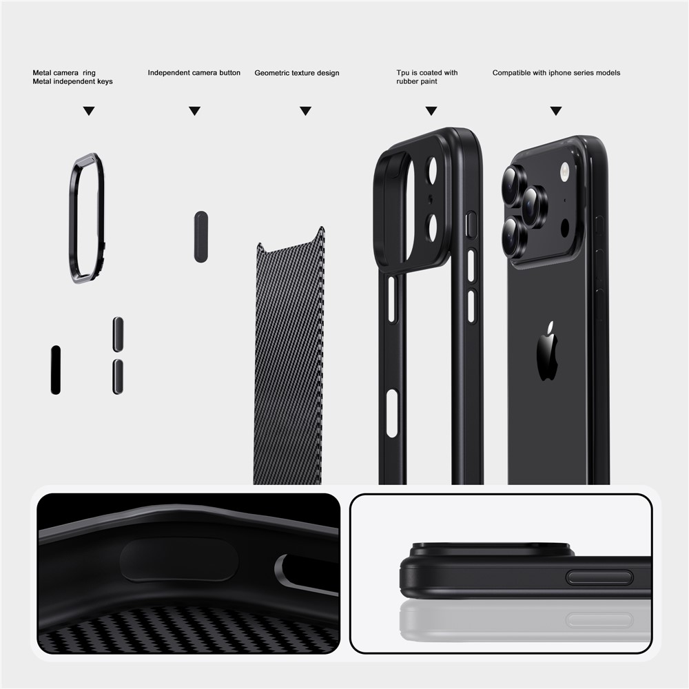 iPhone 17 Pro - IPAKY Metal Lens Shockproof Grey - 4