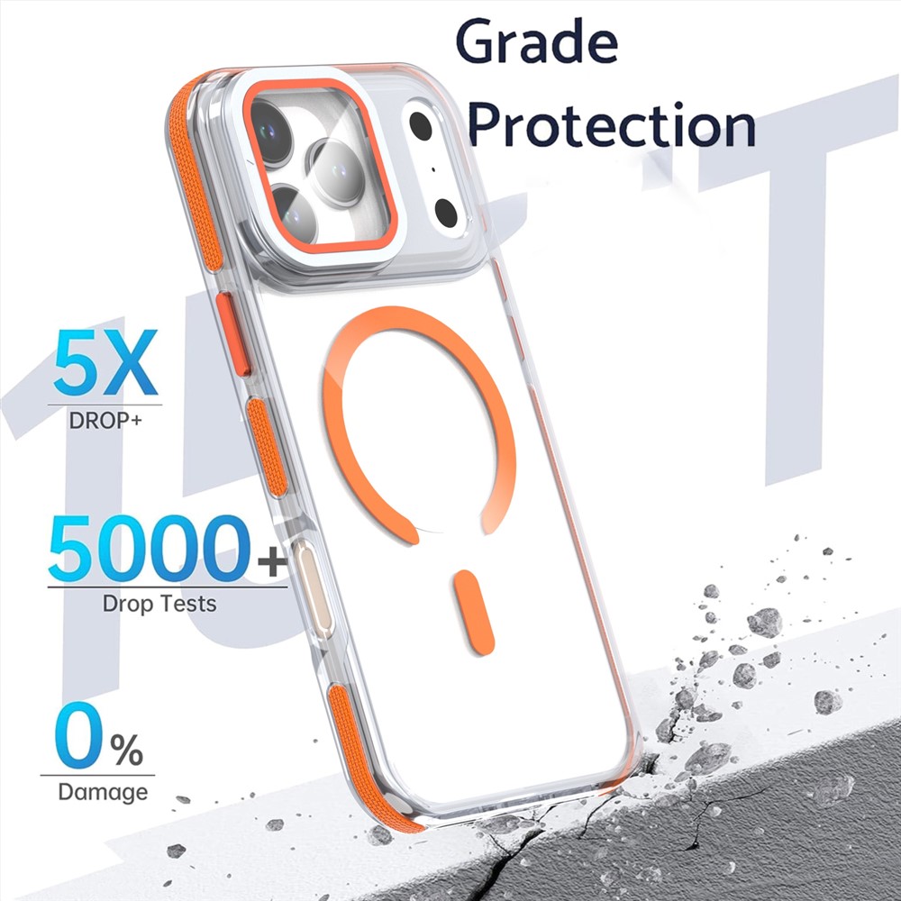 iPhone 17 Pro - Acrylic Clear With Lens Protector Orange - 4