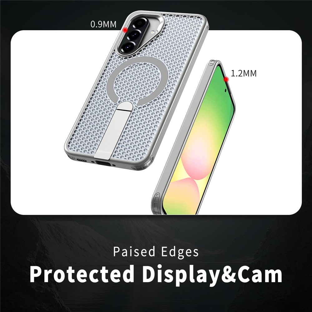Samsung Galaxy A36/A56 - Kickstand Grid Texture Titanium Grey - 4