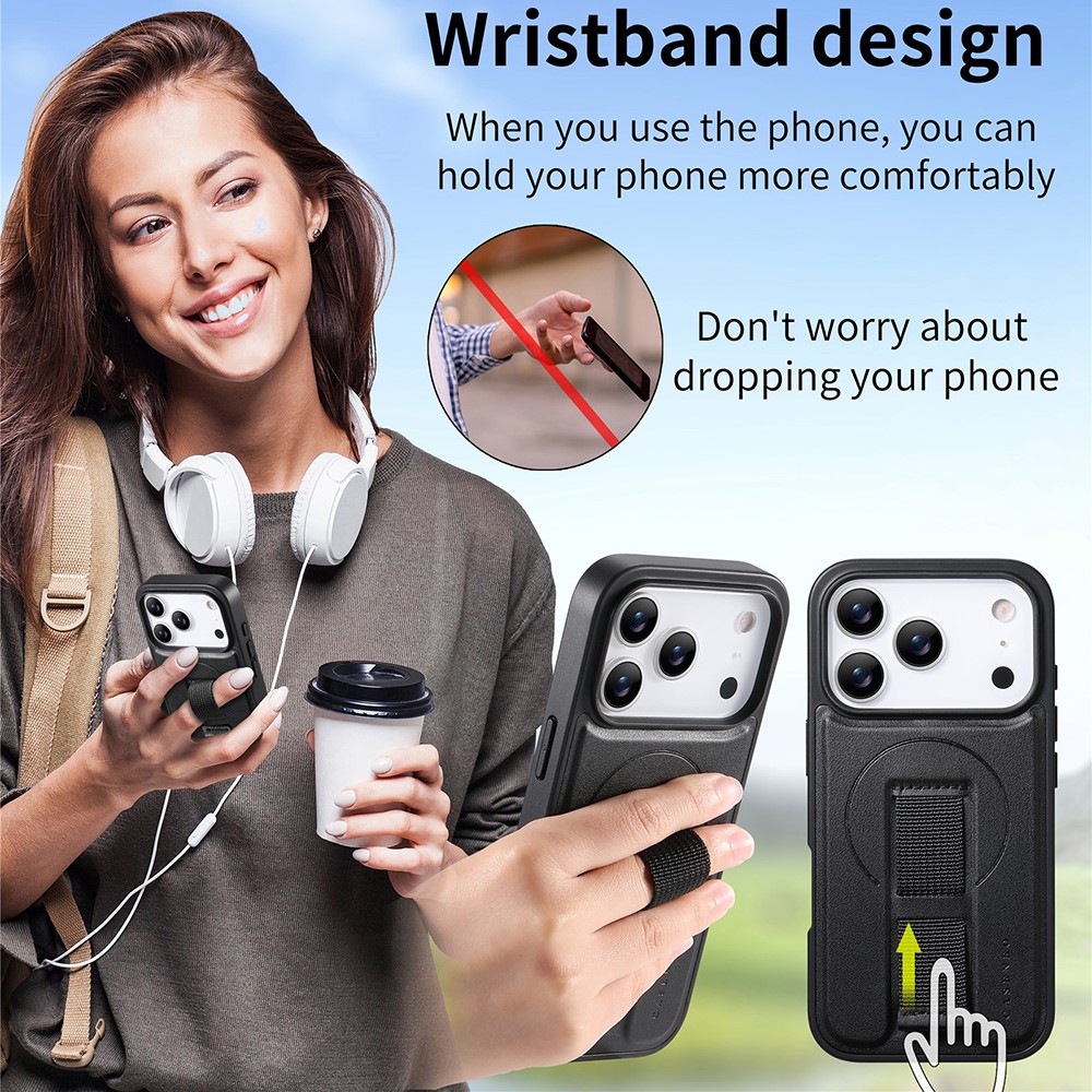 iPhone 17 Pro Max - CASENEO Leather Wristband Black - 2