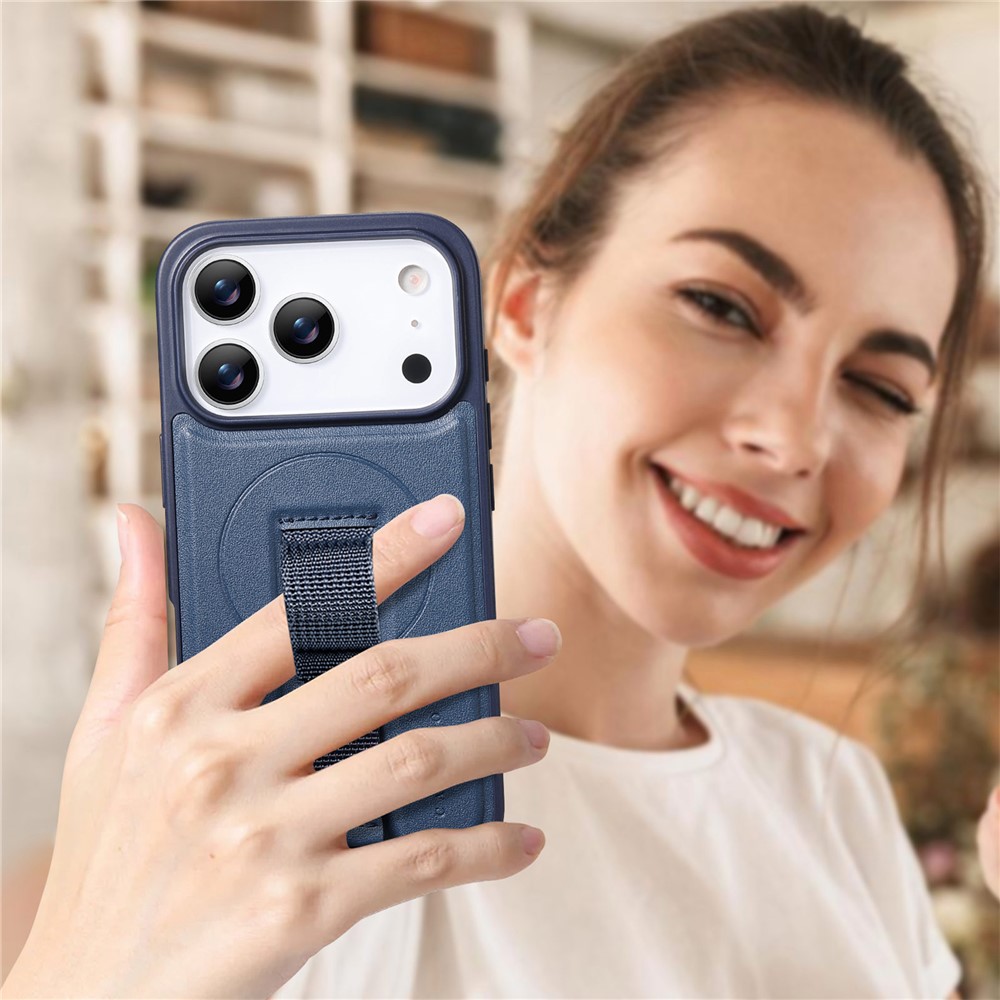 iPhone 17 Pro Max - CASENEO Leather Wristband Blue - 4