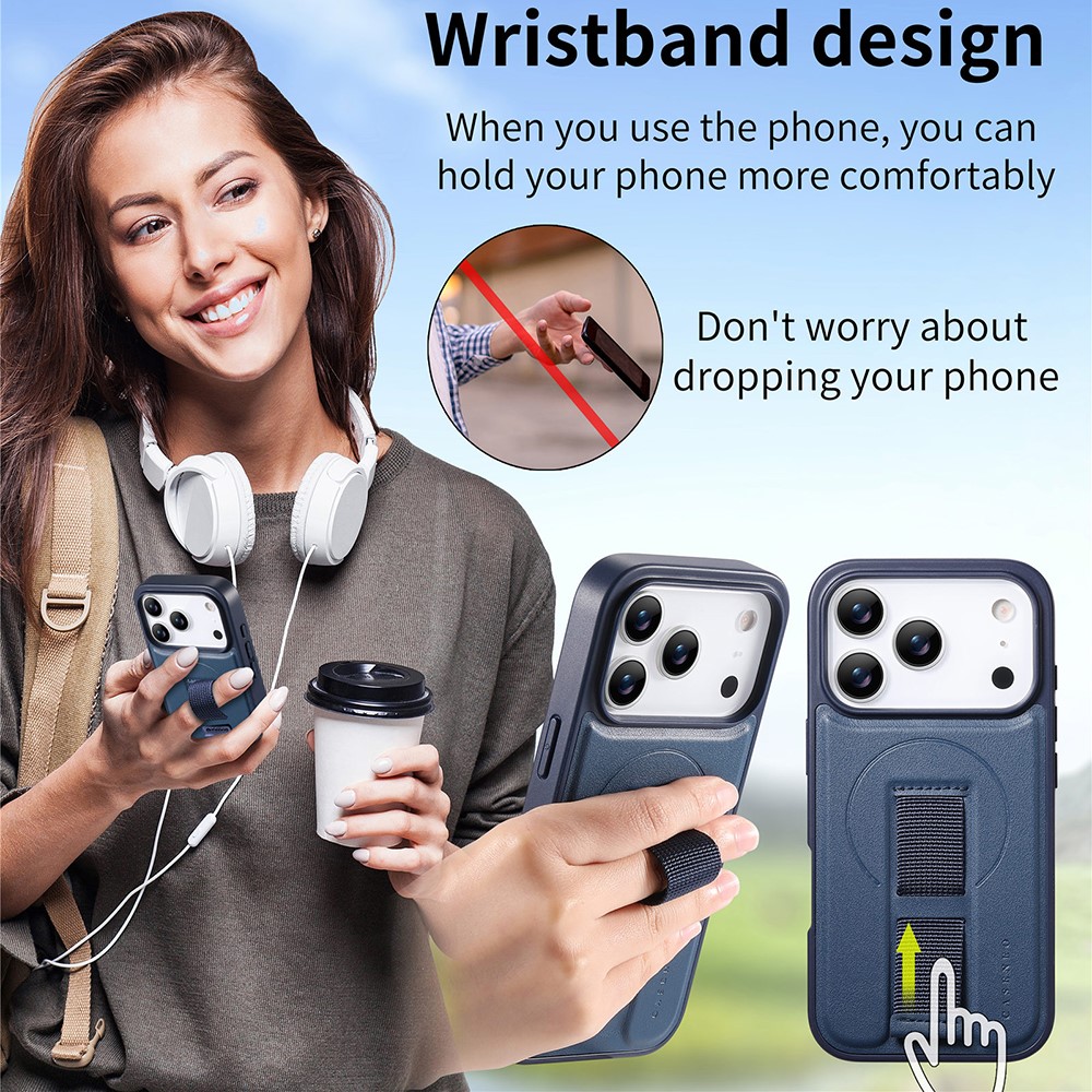 iPhone 17 Pro - CASENEO Leather Wristband Blue - 2