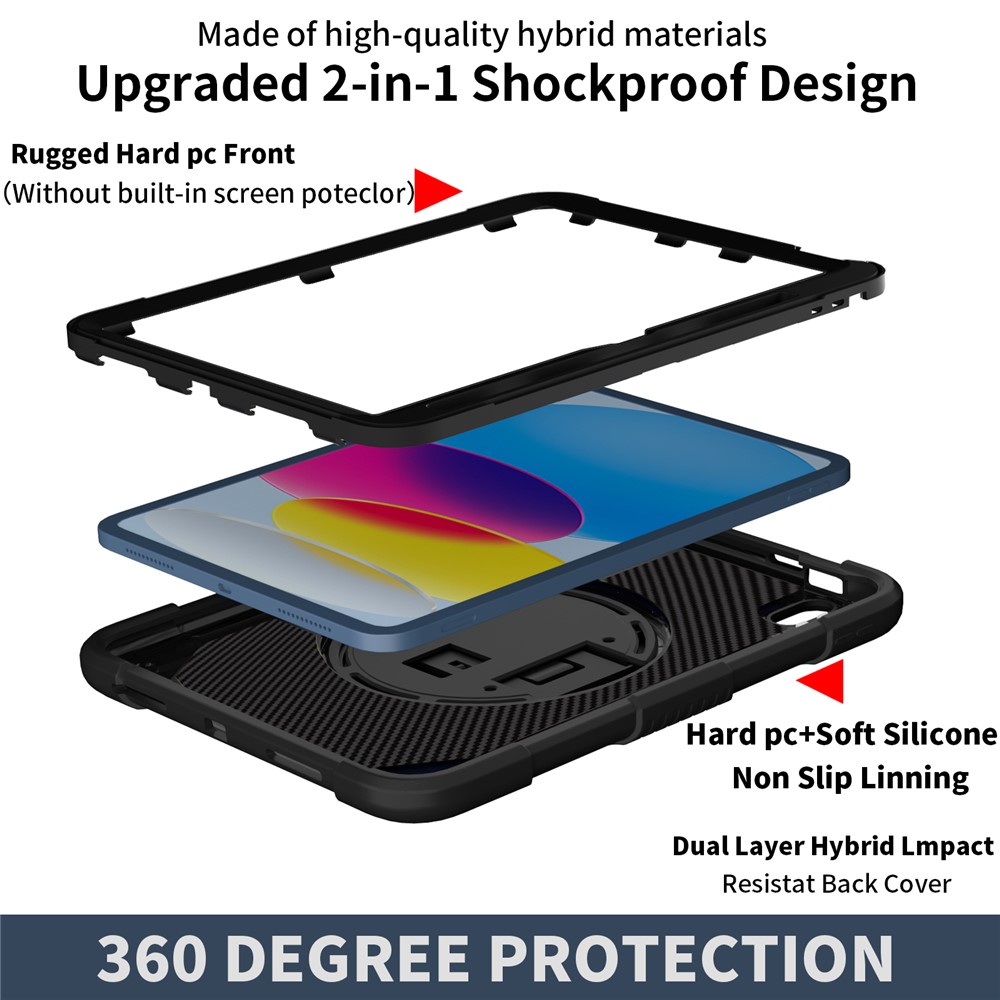 iPad 10.9 2022 - Shockproof With Handle Strap Black - 4