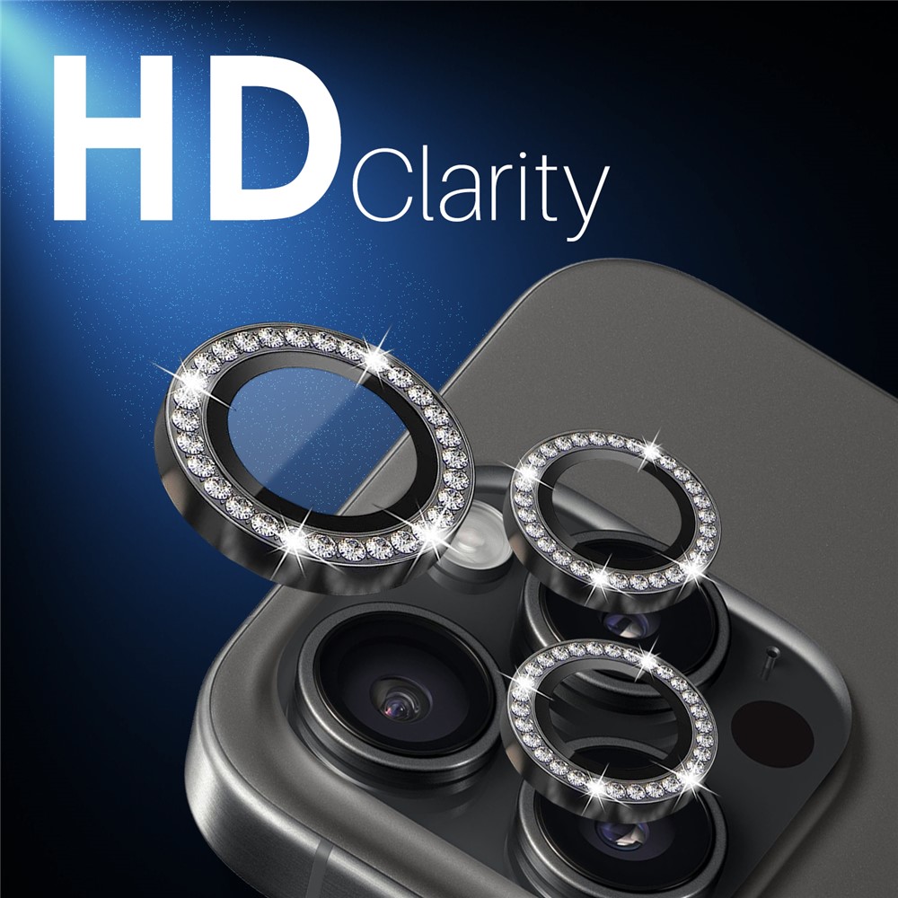 iPhone 16 Pro/16 Pro Max - Camera Lens Glass Protector Glitter Graphite - 4