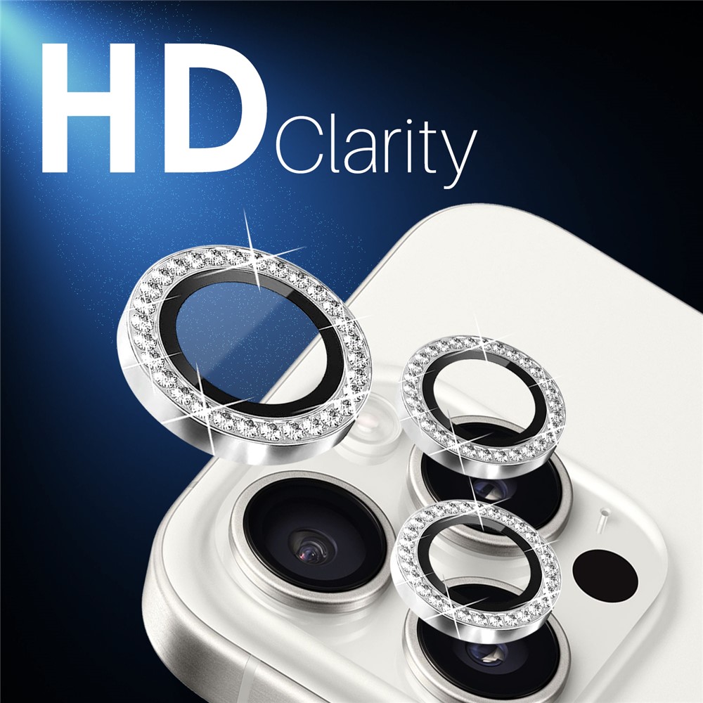 iPhone 16 Pro/16 Pro Max - Camera Lens Glass Protector Glitter Silver - 4