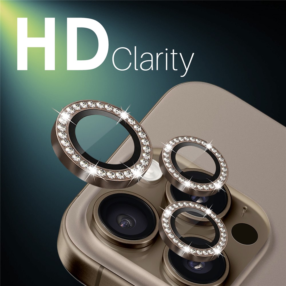 iPhone 16 Pro/16 Pro Max - Camera Lens Glass Protector Glitter Brown - 4