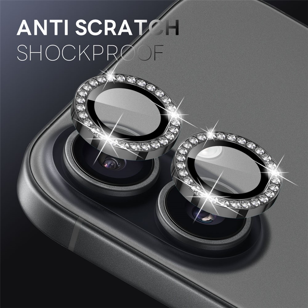 iPhone 17 - NORTHJO Camera Lens Glass Protector Glitter Black - 3