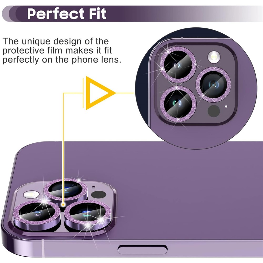 iPhone 15 Pro/15 Pro Max - Camera Lens Glass Protector Glitter Purple - 2