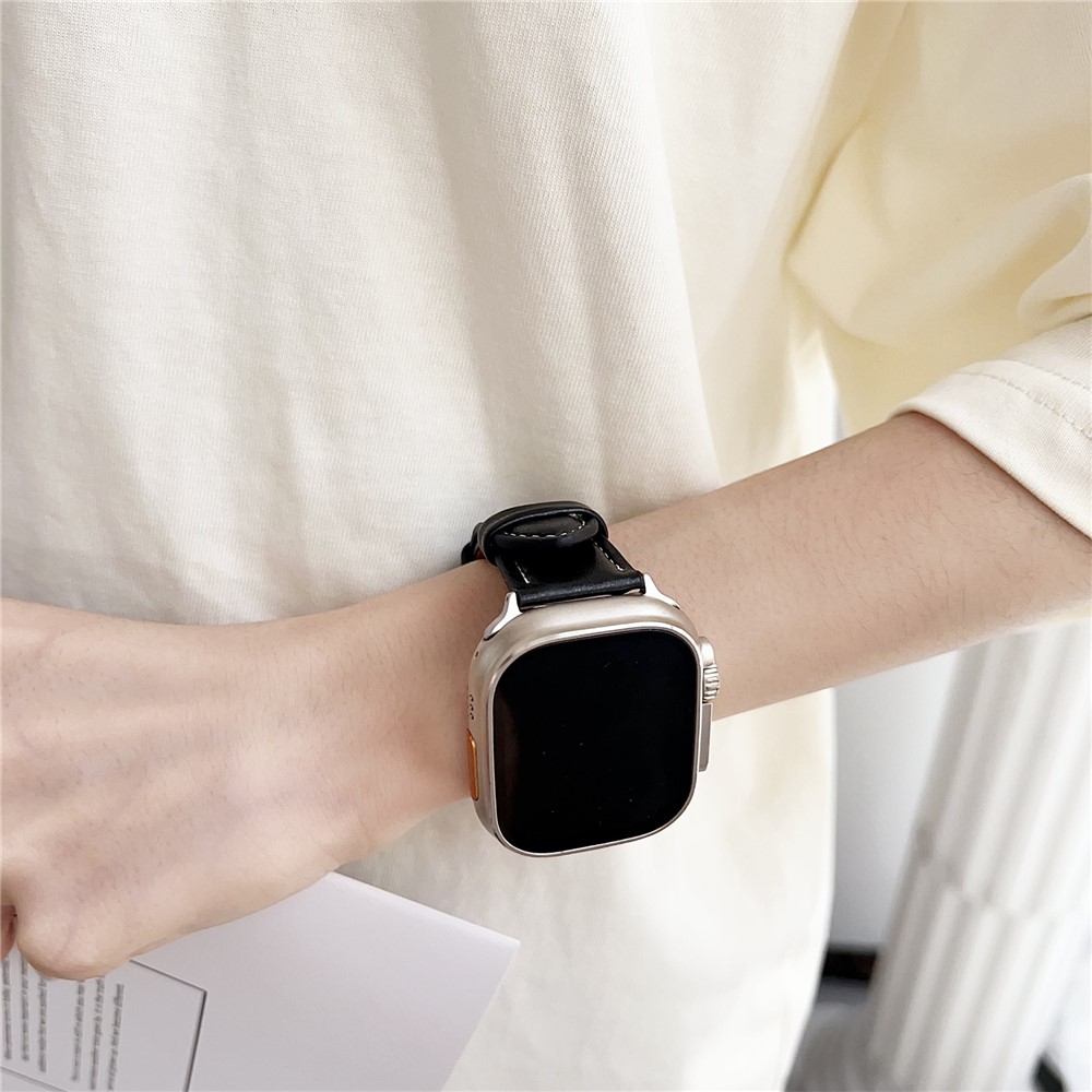 Apple Watch 46/49mm - Leather Strap Black - 3