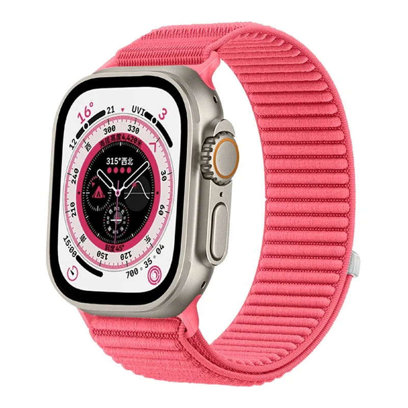 Apple Watch 45/49mm - Magic Tape Nylon Woven Water Red - 3