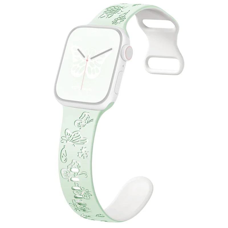 Apple Watch 46/49mm - Silicone Strap Light Mint Green White