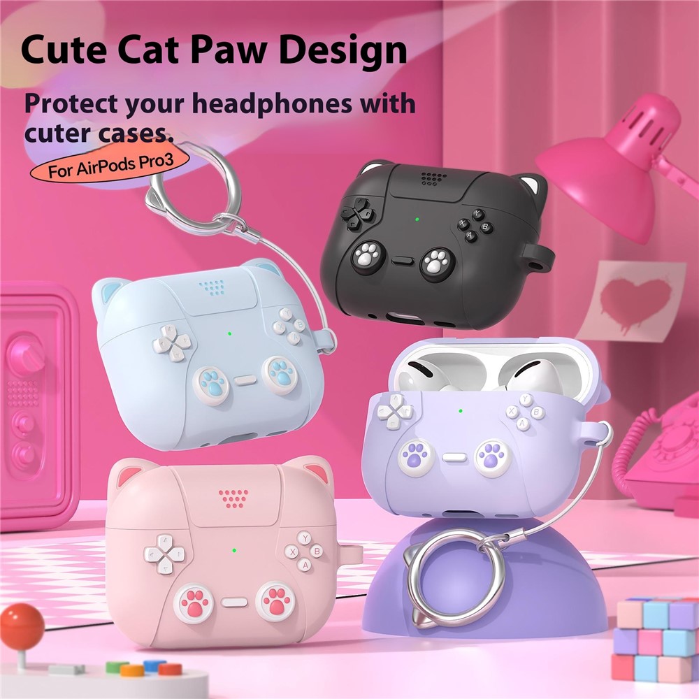 Apple AirPods Pro 3 - Silicone Cat Game Dark Grey - 5