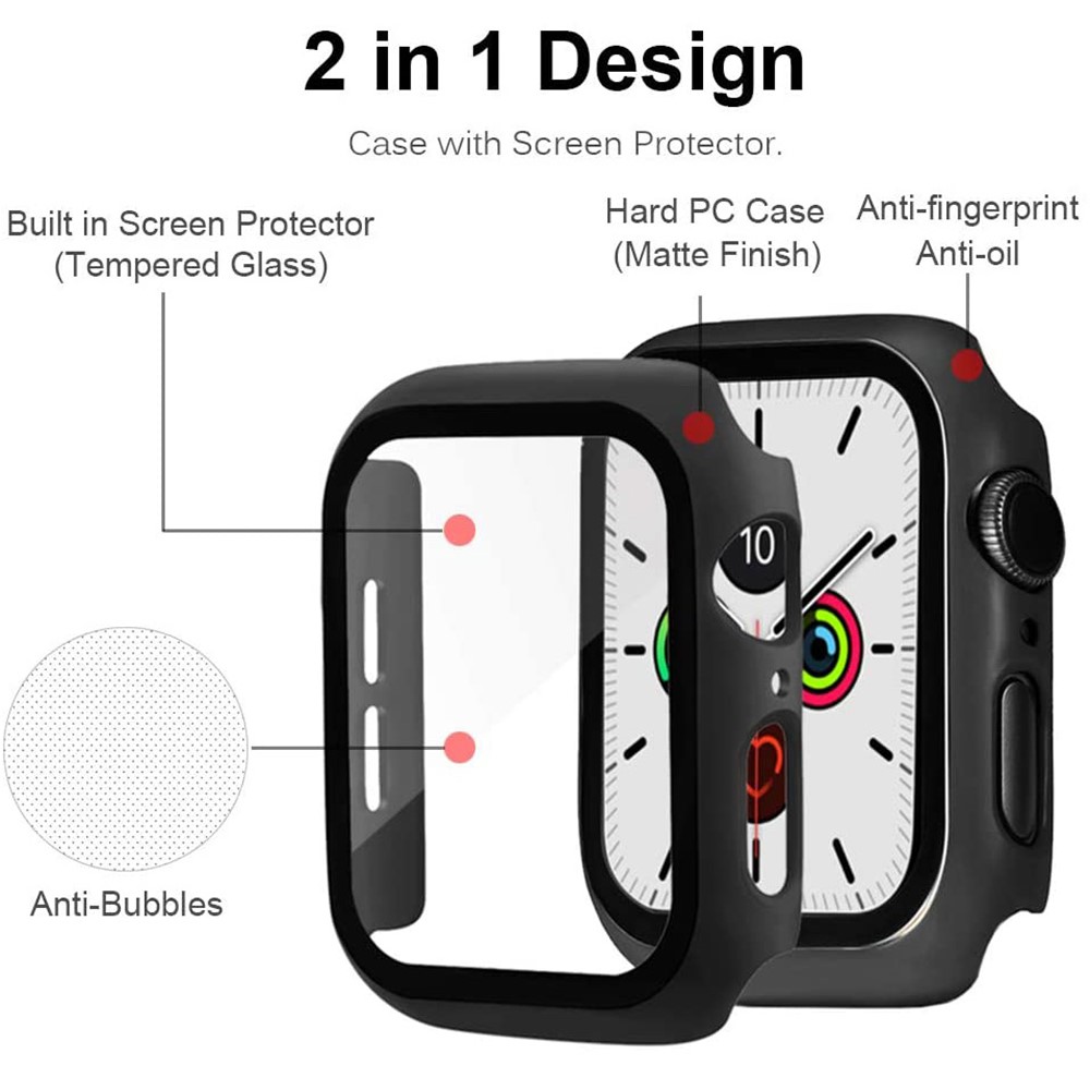 Apple Watch 40mm - Plating Frame PC + Tempered Glass Black - 3