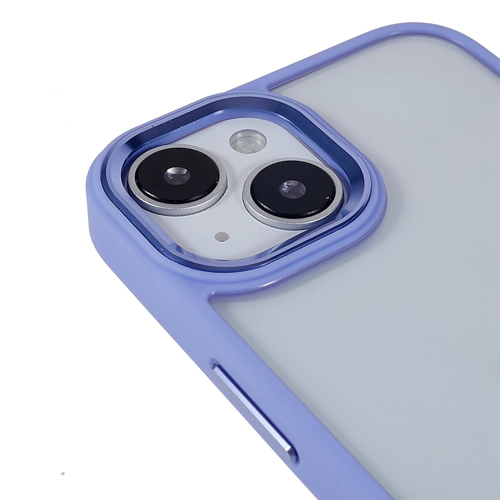 iPhone 14 - TPU Cover Metal Camera & Buttons Purple - 7