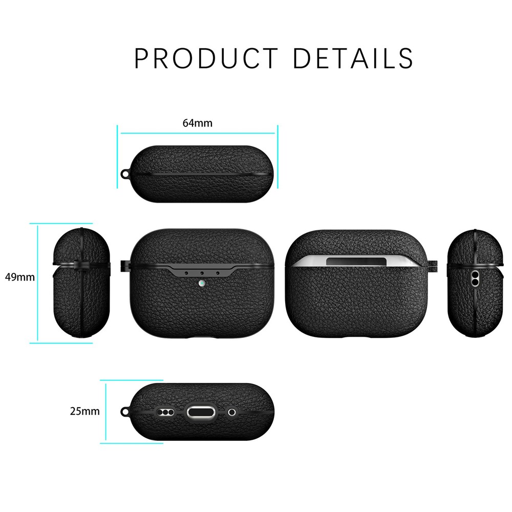 Apple AirPods Pro 2 - Litchi Texture Case Black - 8