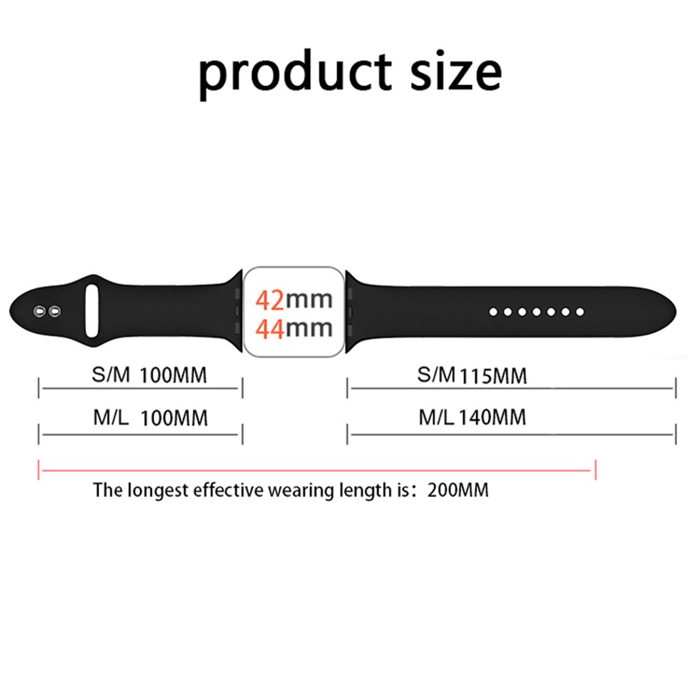Apple Watch 44/45mm - Silicone Band All Black - 8