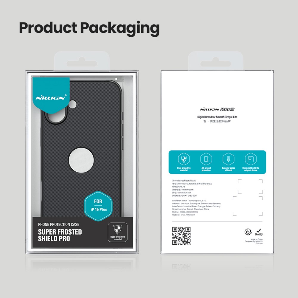 iPhone 16 - NILLKIN Frosted With Logo Hole Black - 10