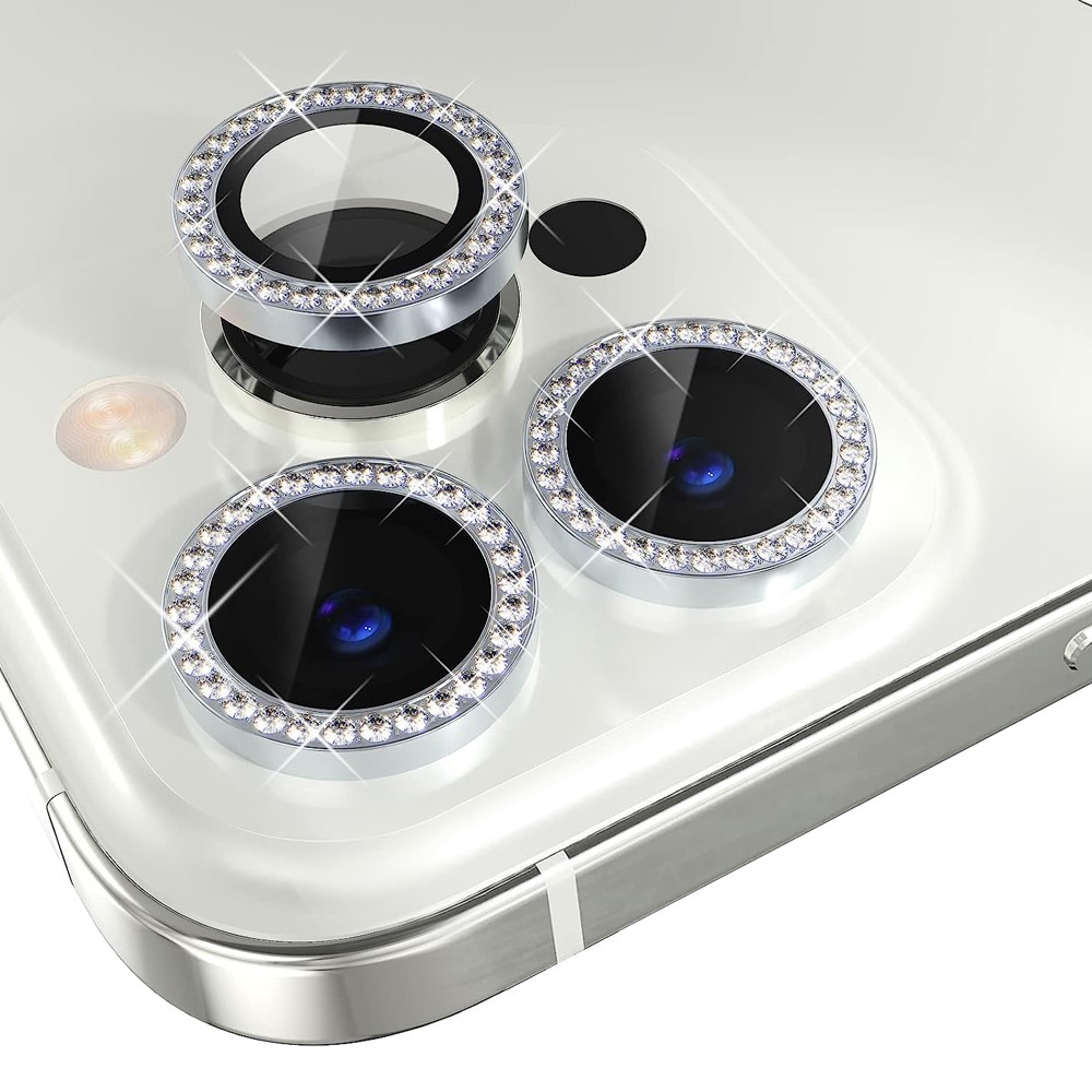 iPhone 15 Pro/15 Pro Max - Camera Lens Glass Protector Glitter Silver - 2