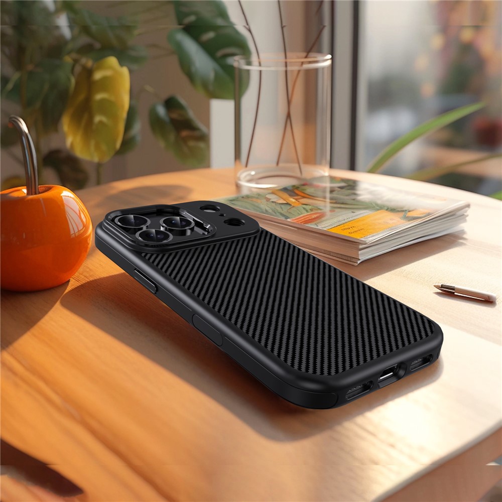 iPhone 17 Pro Max - IPAKY Carbon Fiber Metal Lens Black - 2