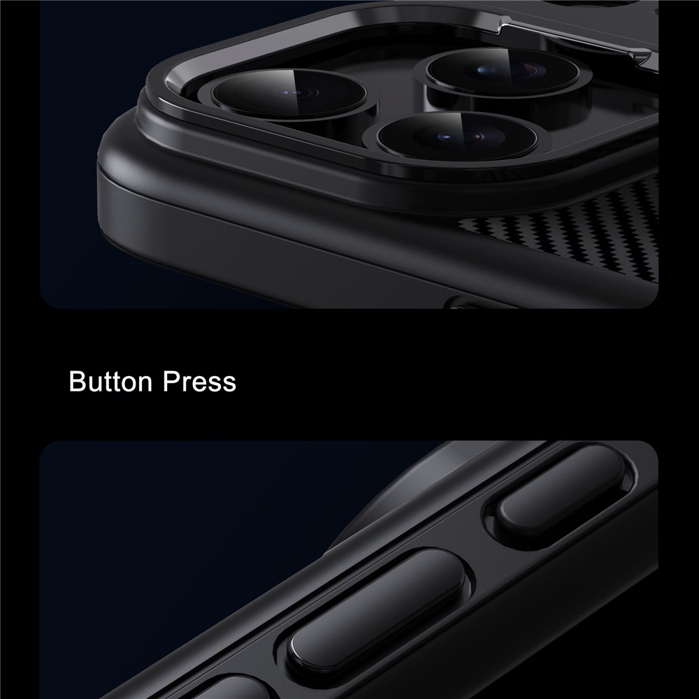 iPhone 17 Pro Max - IPAKY Carbon Fiber Metal Lens Grey - 7