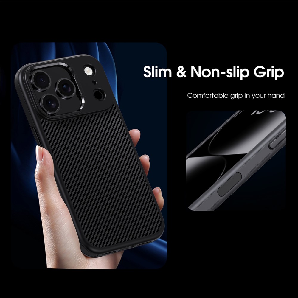 iPhone 17 Pro Max - IPAKY Carbon Fiber Metal Lens Grey - 8