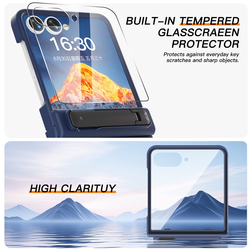 SS Gxy Z Flip 7 - Kickstand Case Built-In Dark Blue - 3