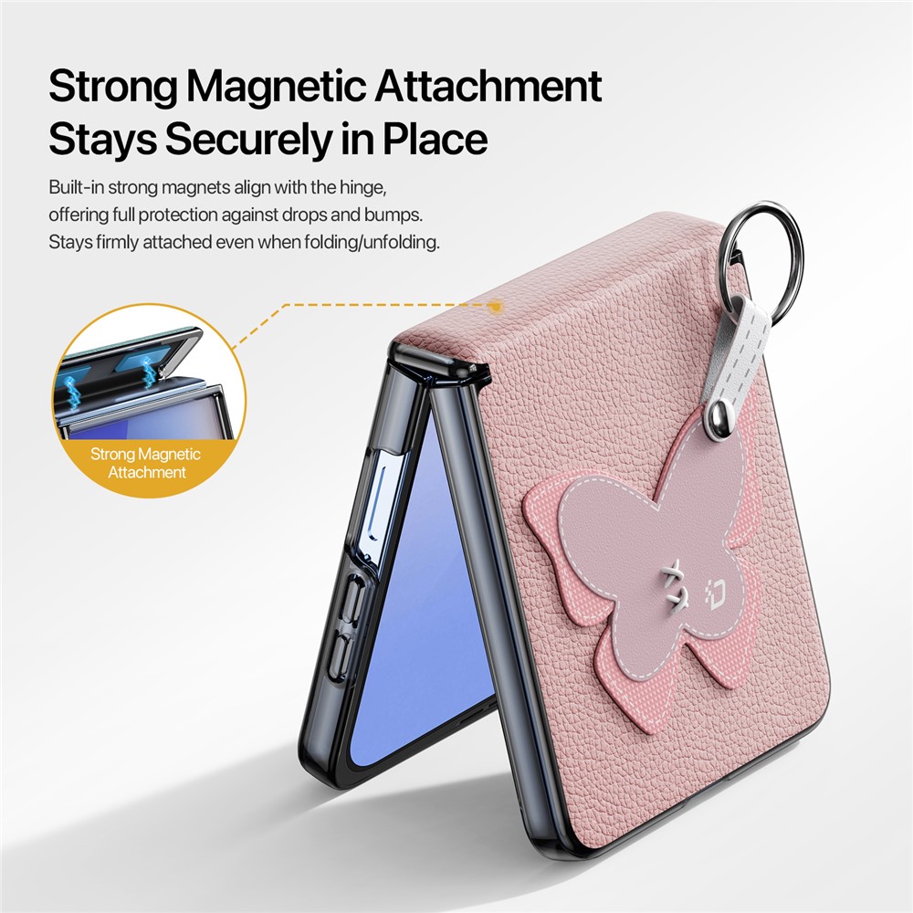 SS Gxy Z Flip 7 - DUX DUCIS Leather With Ring Pink Butterfly - 5