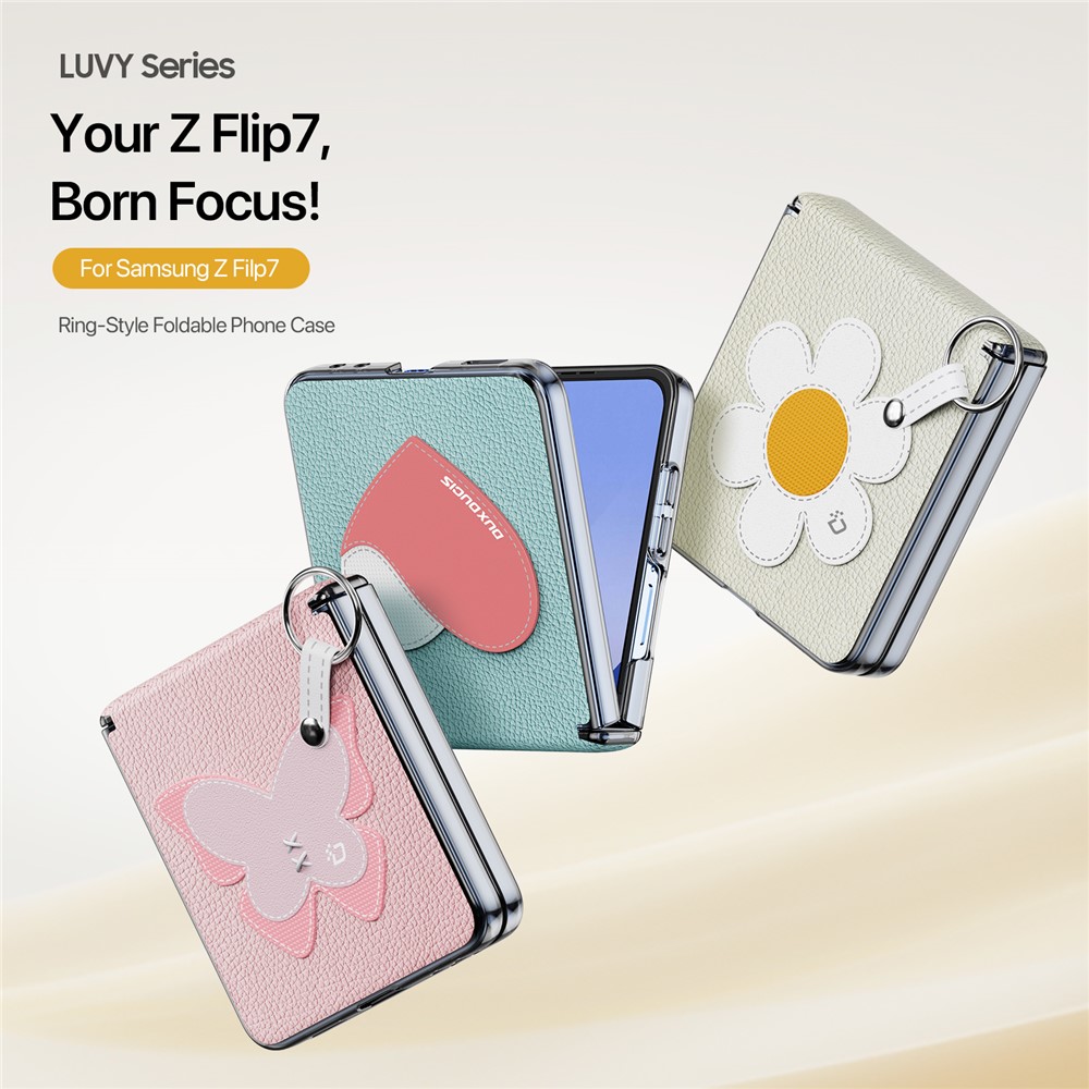 SS Gxy Z Flip 7 - DUX DUCIS Leather With Ring Pink Butterfly - 9