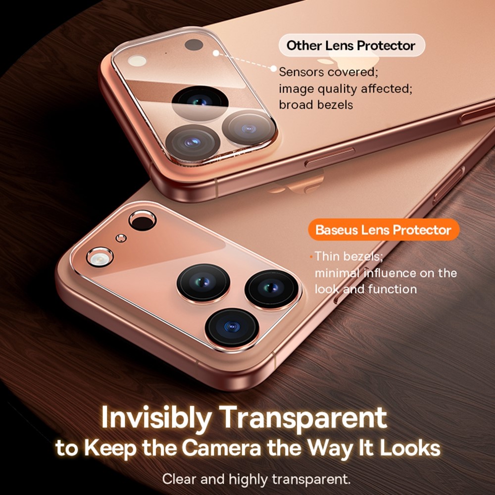 iPhone 17 Pro Max - BASEUS Camera Lens Glass Protector - 6