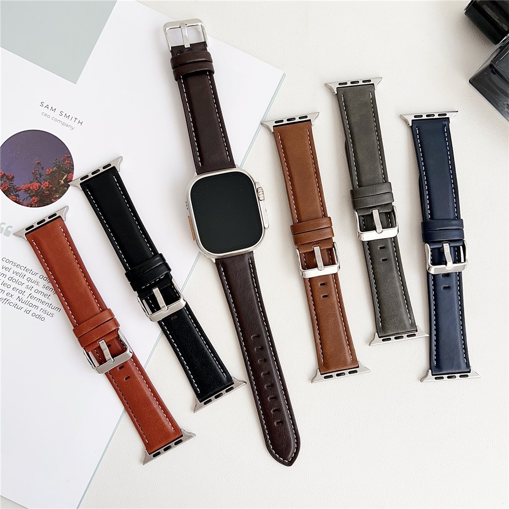 Apple Watch 46/49mm - Leather Strap Dark Brown - 4