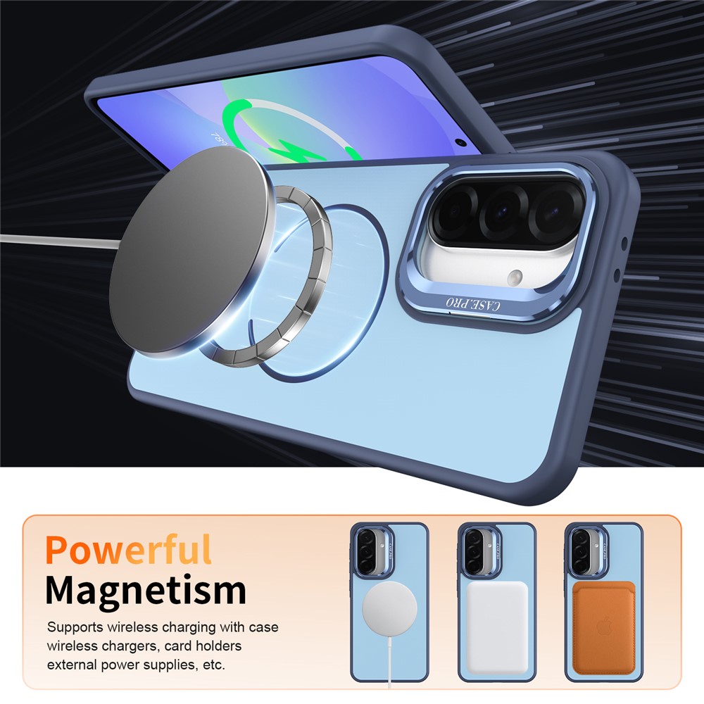 SS Gxy A57 - Skin Touch Magnetic Kickstand Blue - 4