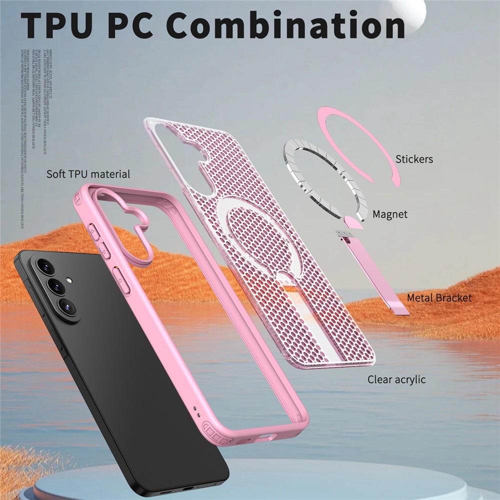 SS Gxy A57 - Kickstand Grid Texture Pink - 5