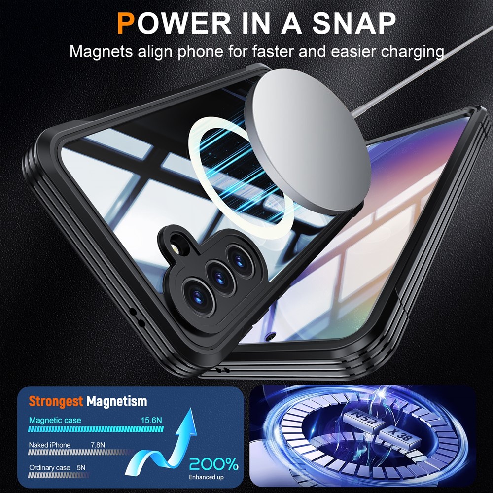 SS Gxy A57 - Magnetic Case With Tempered Glass Black - 4