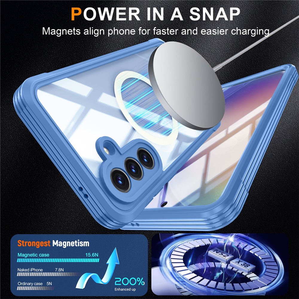 SS Gxy A57 - Magnetic Case With Tempered Glass Sky Blue - 2
