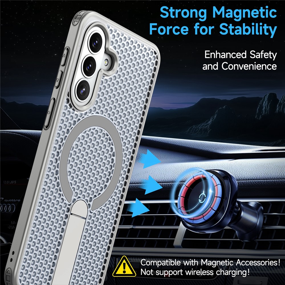 SS Gxy A57 - Kickstand Grid Texture Titanium Grey - 2