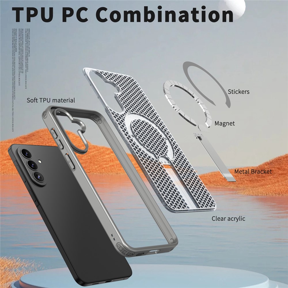 SS Gxy A57 - Kickstand Grid Texture Titanium Grey - 5