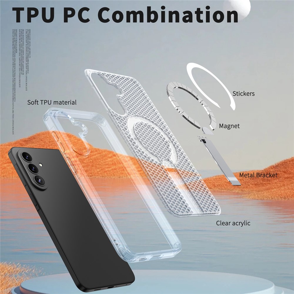 SS Gxy A57 - Kickstand Grid Texture Transparent - 5