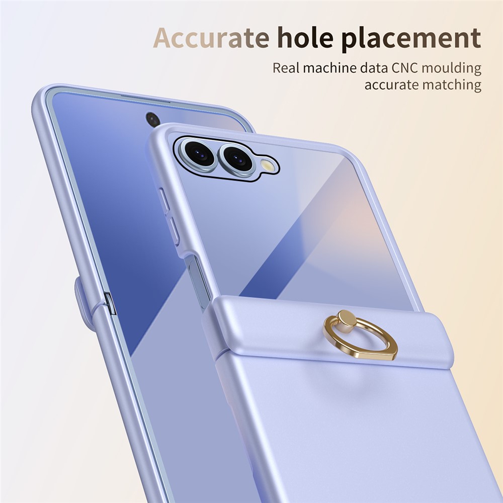 Samsung Galaxy Z Flip 7 - Hard Case With Ring Holder and Tempered Glass Purple - 6