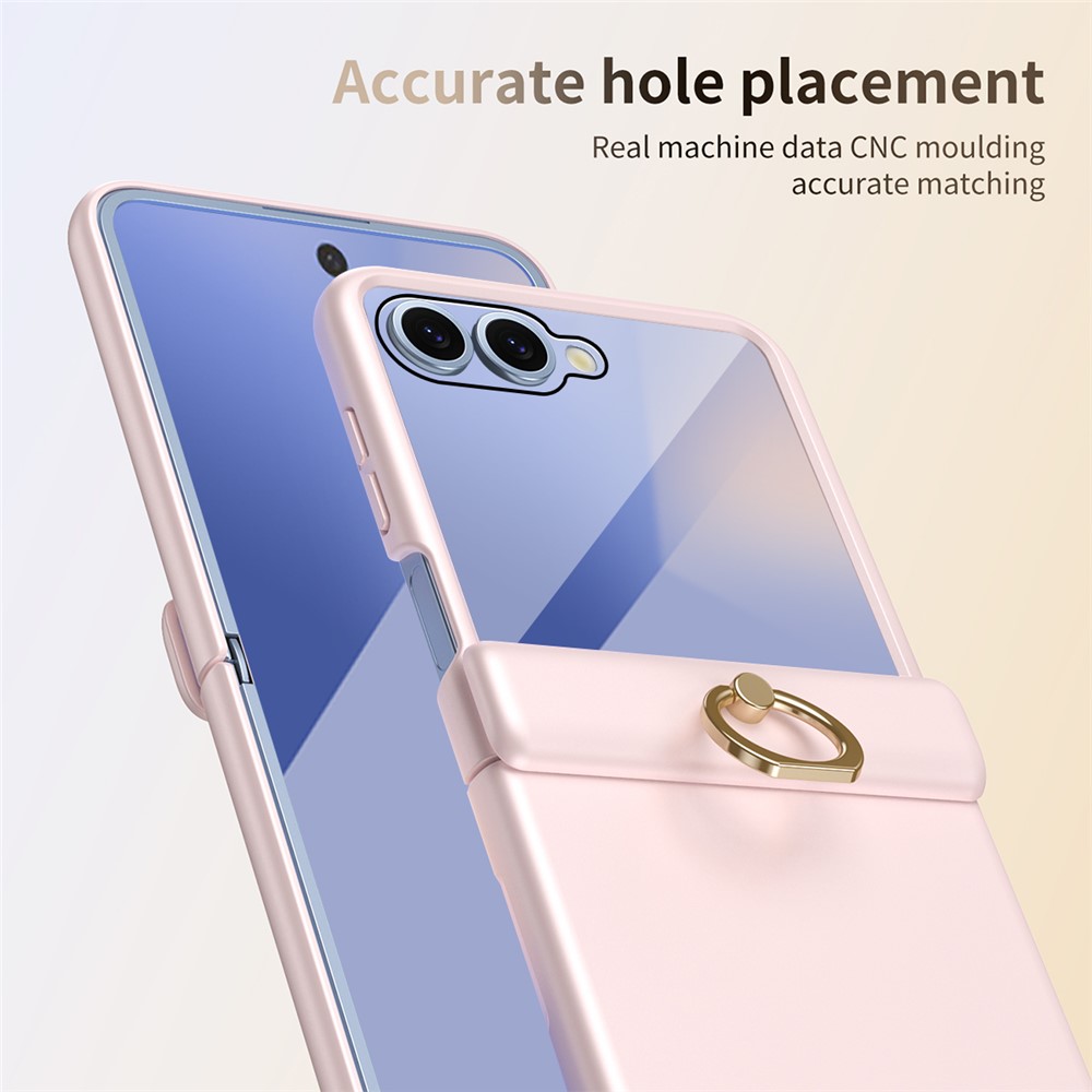 Samsung Galaxy Z Flip 7 - Hard Case With Ring Holder and Tempered Glass Pink - 6