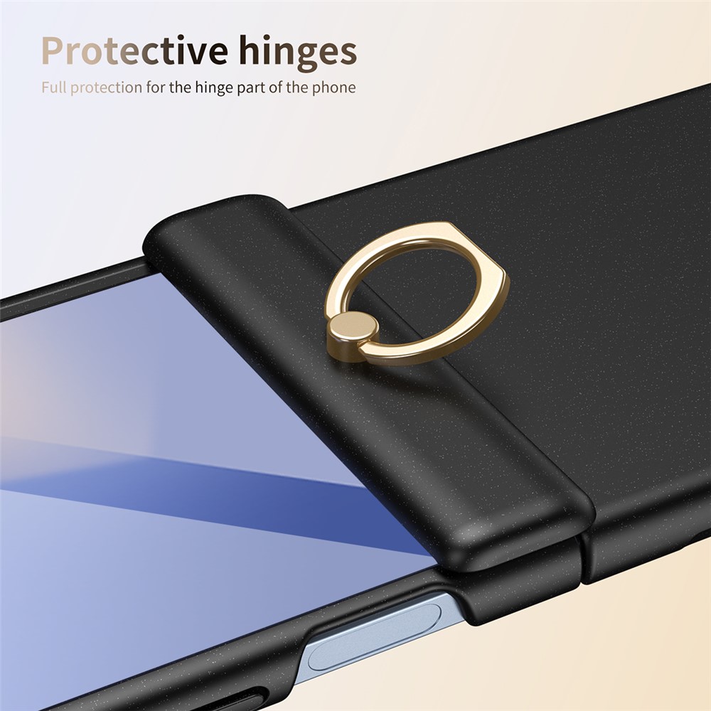 Samsung Galaxy Z Flip 7 - Hard Case With Ring Holder and Tempered Glass Black - 5