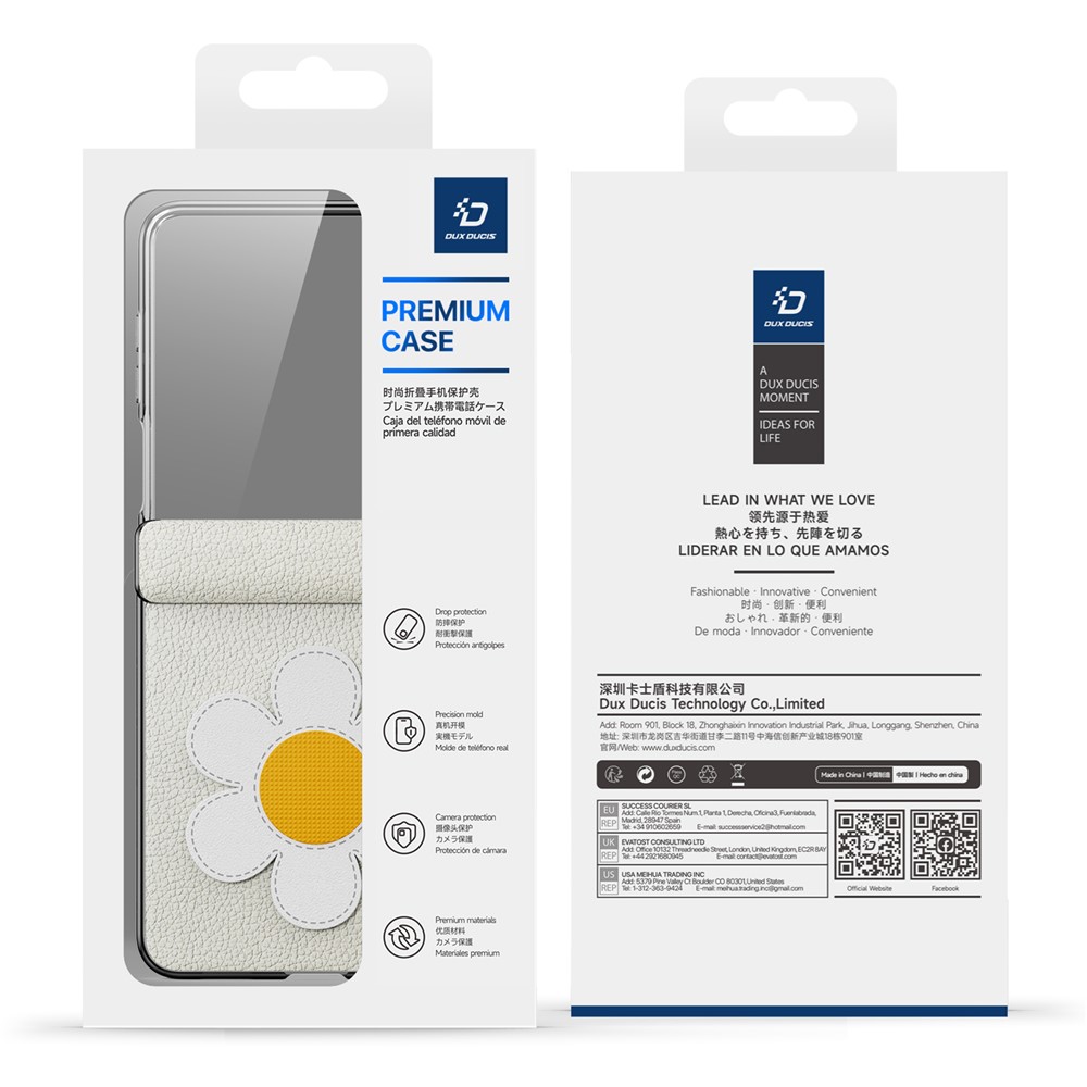 Samsung Galaxy Z Flip 7 - DUX DUCIS Leather With Ring Starlight Daisy - 2