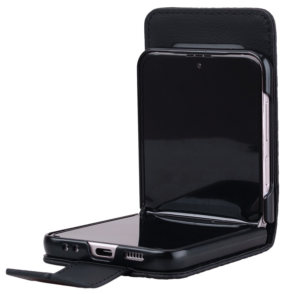 Samsung Galaxy Z Flip 7 - Leather Wallet Black - 4
