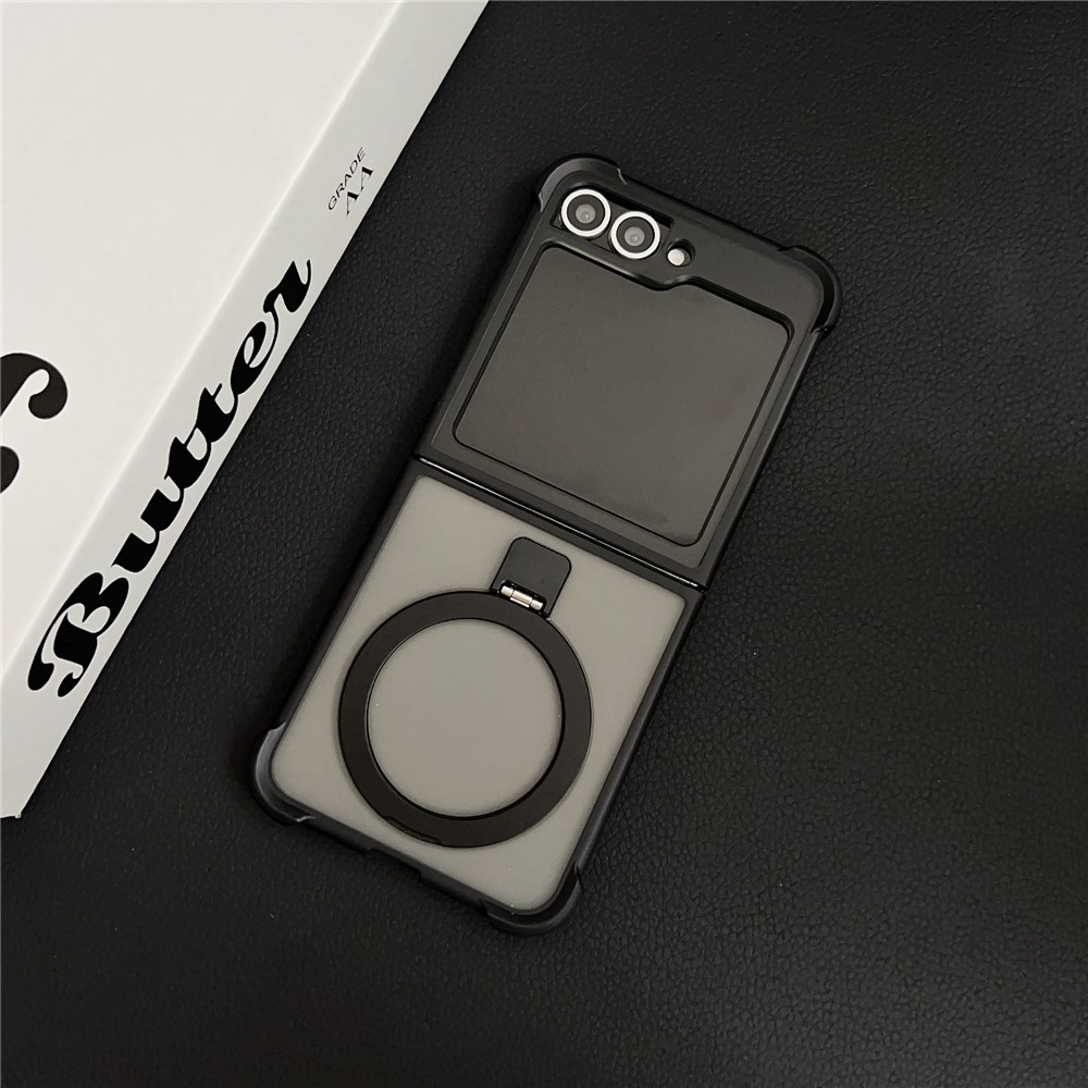 Samsung Galaxy Z Flip 7 FE - Shockproof Matte Kickstand Case Black - 2