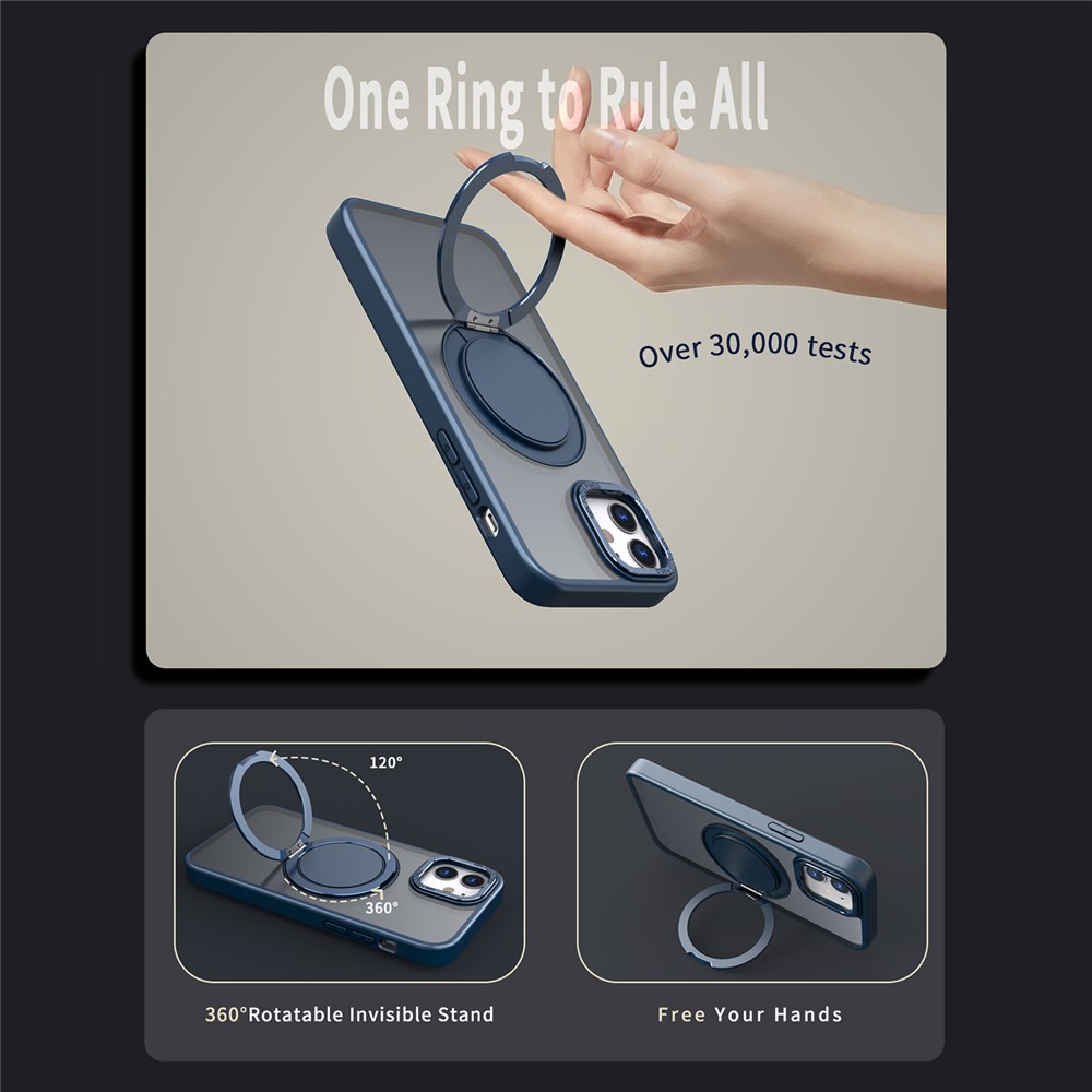 iPhone 11 - Case Ring Holder Kickstand Navy Blue - 4