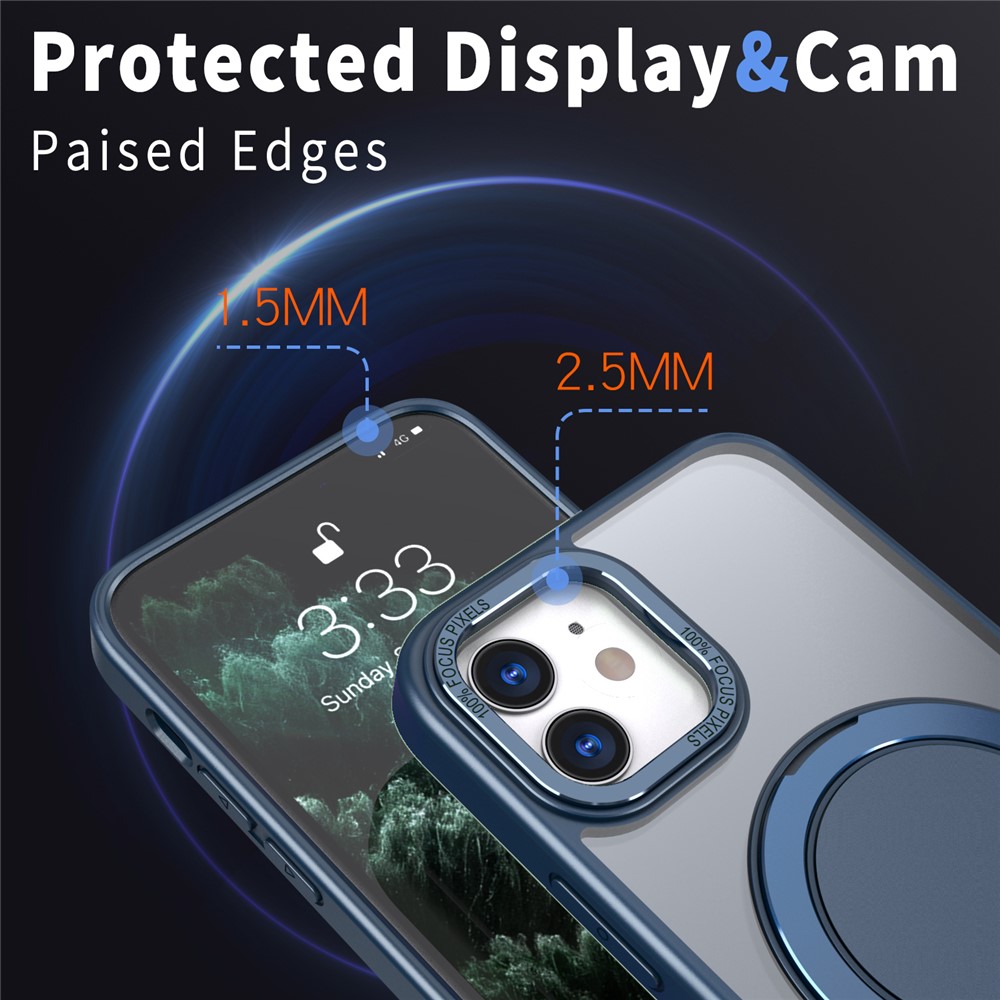 iPhone 11 - Case Ring Holder Kickstand Navy Blue - 5