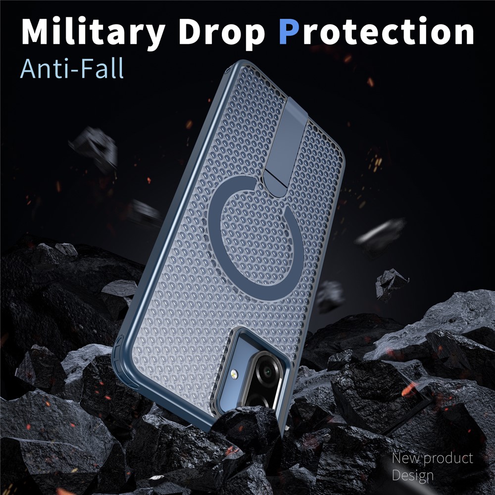 Samsung Galaxy A07 - Magnetic Kickstand Grid Blue - 3