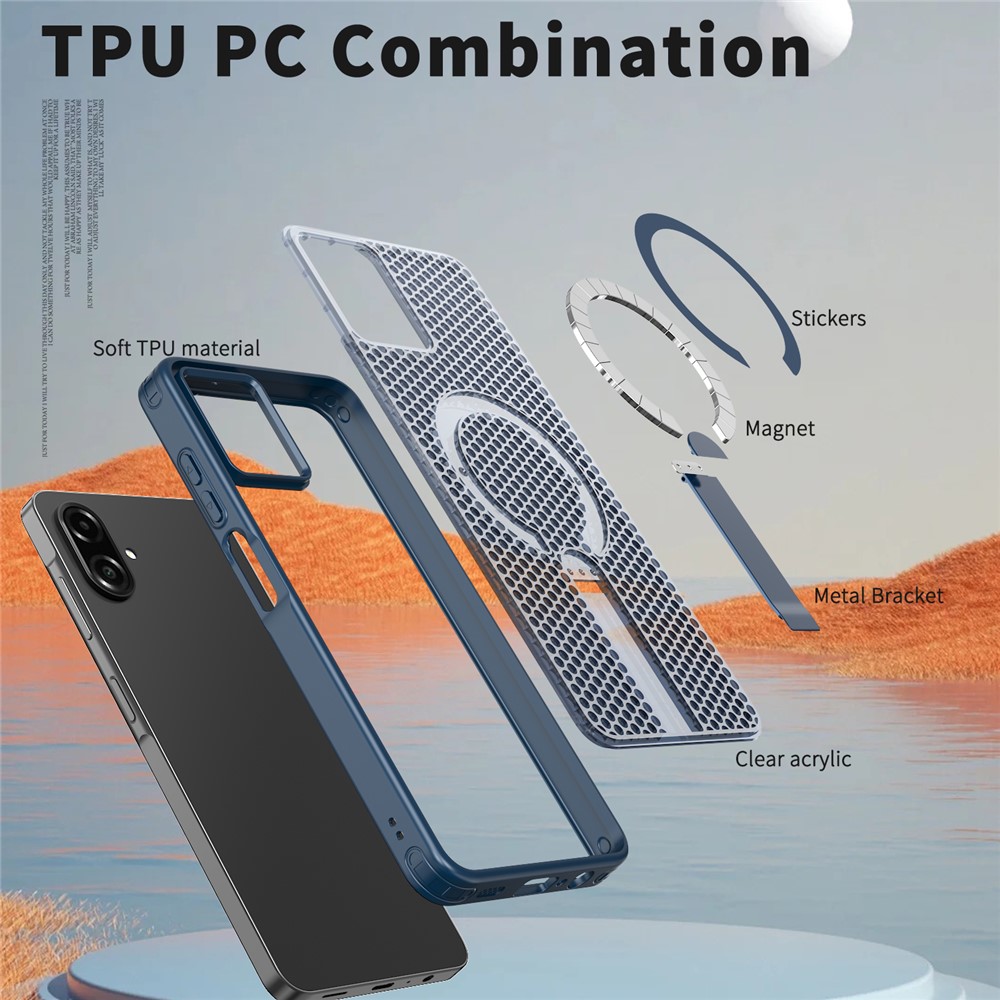 Samsung Galaxy A07 - Magnetic Kickstand Grid Blue - 5