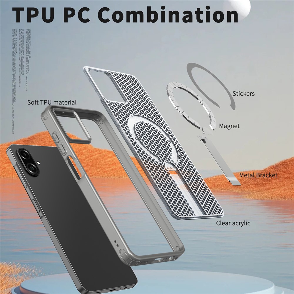 Samsung Galaxy A07 - Magnetic Kickstand Grid Titanium Grey - 5